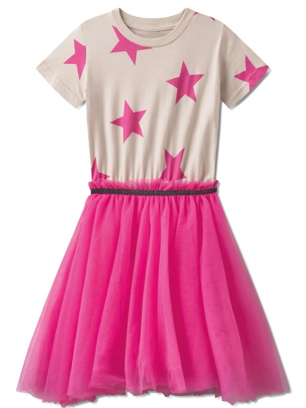 nununu Pink Star Tee & Hot Pink Tulle Skirt Dress